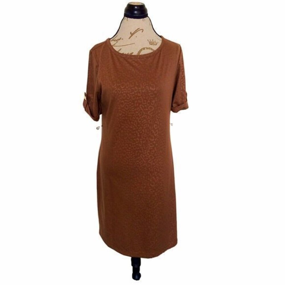 Tiana B Womens Dress Brown Shirt Size 8 Short Sleeve Brown Tunic